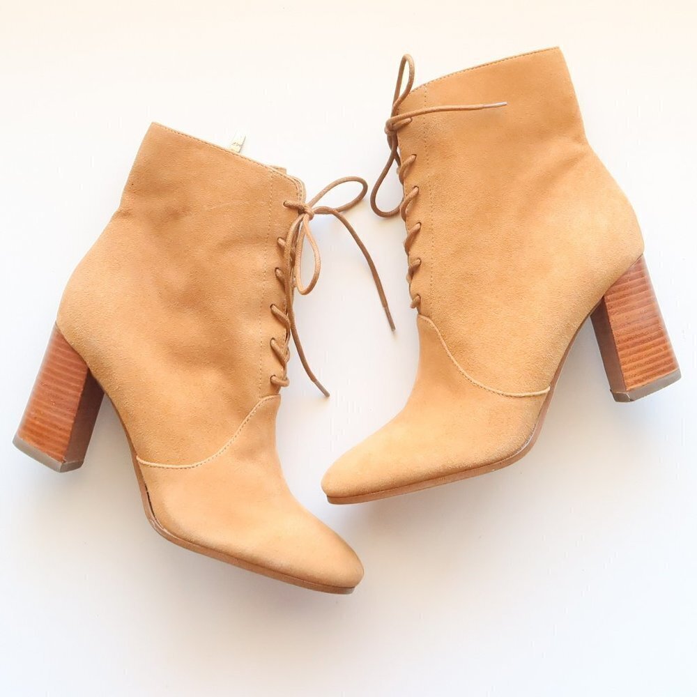 Marc Fisher Suede Leather Block Heel Lace-up Ankle Boots / Booties Size 7.5